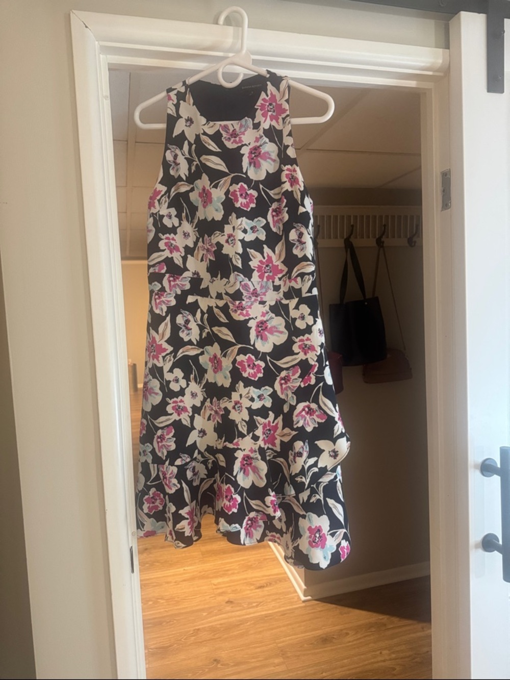 Banana Republic Navy Floral Dress with Pink & White Blooms